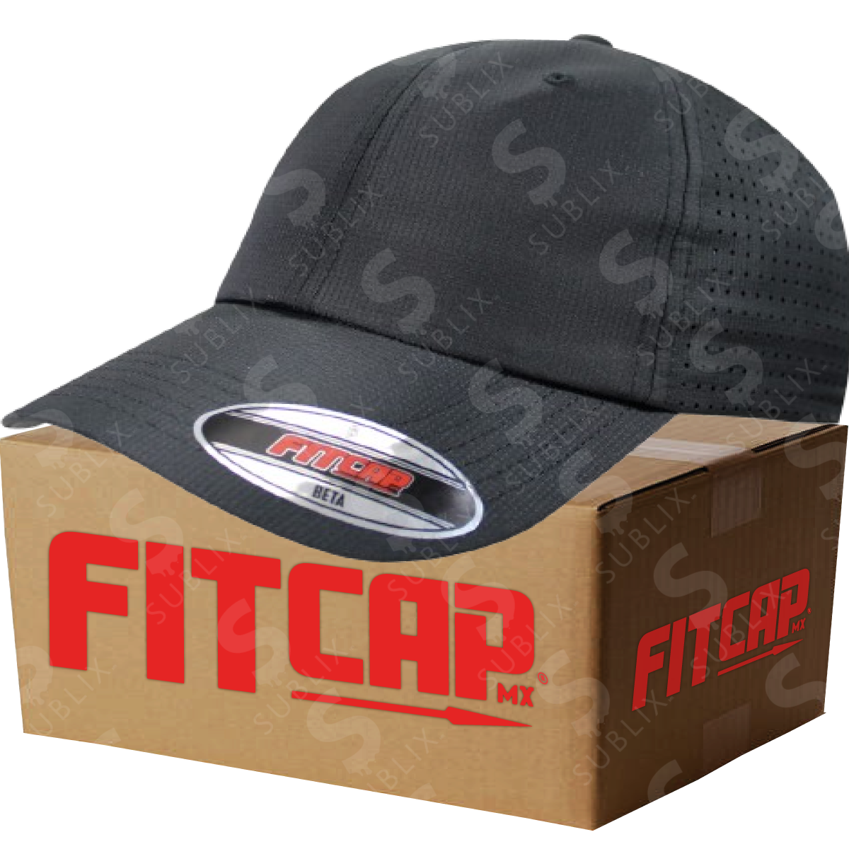 Gorra FitCap Adulto Modelo Beta No 030 Color Negro Caja de 6 pzas)