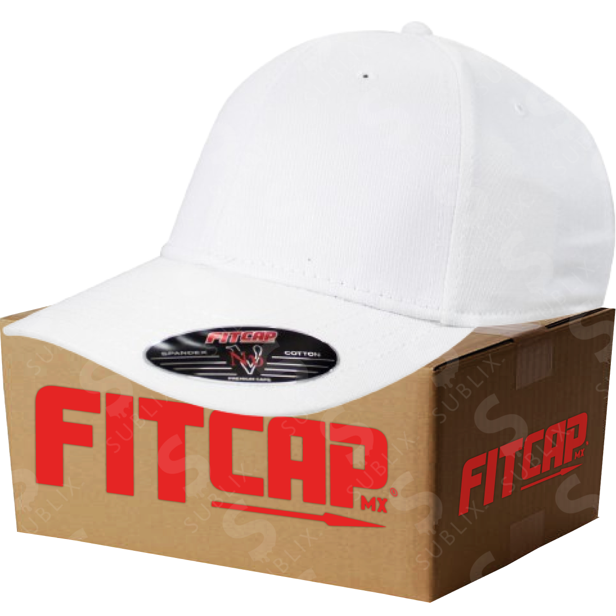 Gorra FitCap Adulto Modelo NU No 075 Color Blanco (Caja de 6 pzas)