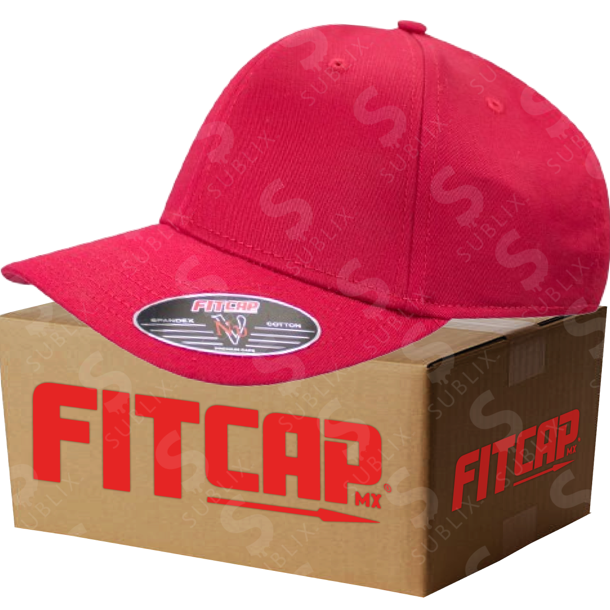 Gorra FitCap Adulto Modelo NU No 075 Color Rojo (Caja de 6 pzas)