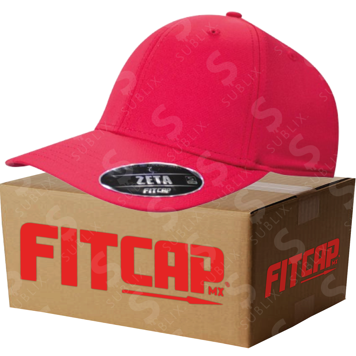 Gorra FitCap Adulto Modelo Zeta No 100 Color rojo (Caja de 6 pzas)