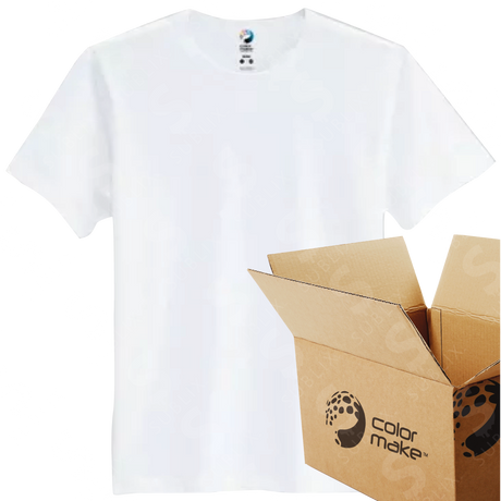 Playera de adulto blanca para sublimar tactoalgodón (Caja de 10) Color Make