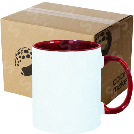 Taza de cerámica 11oz Blanca Interior y asa de colores (Caja de 36) Color Make