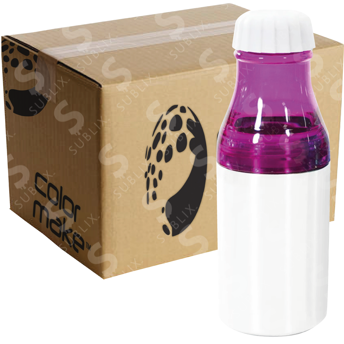 Botella de acero 500ml Blanca Cuello de plástico (Caja de 50) Color Make