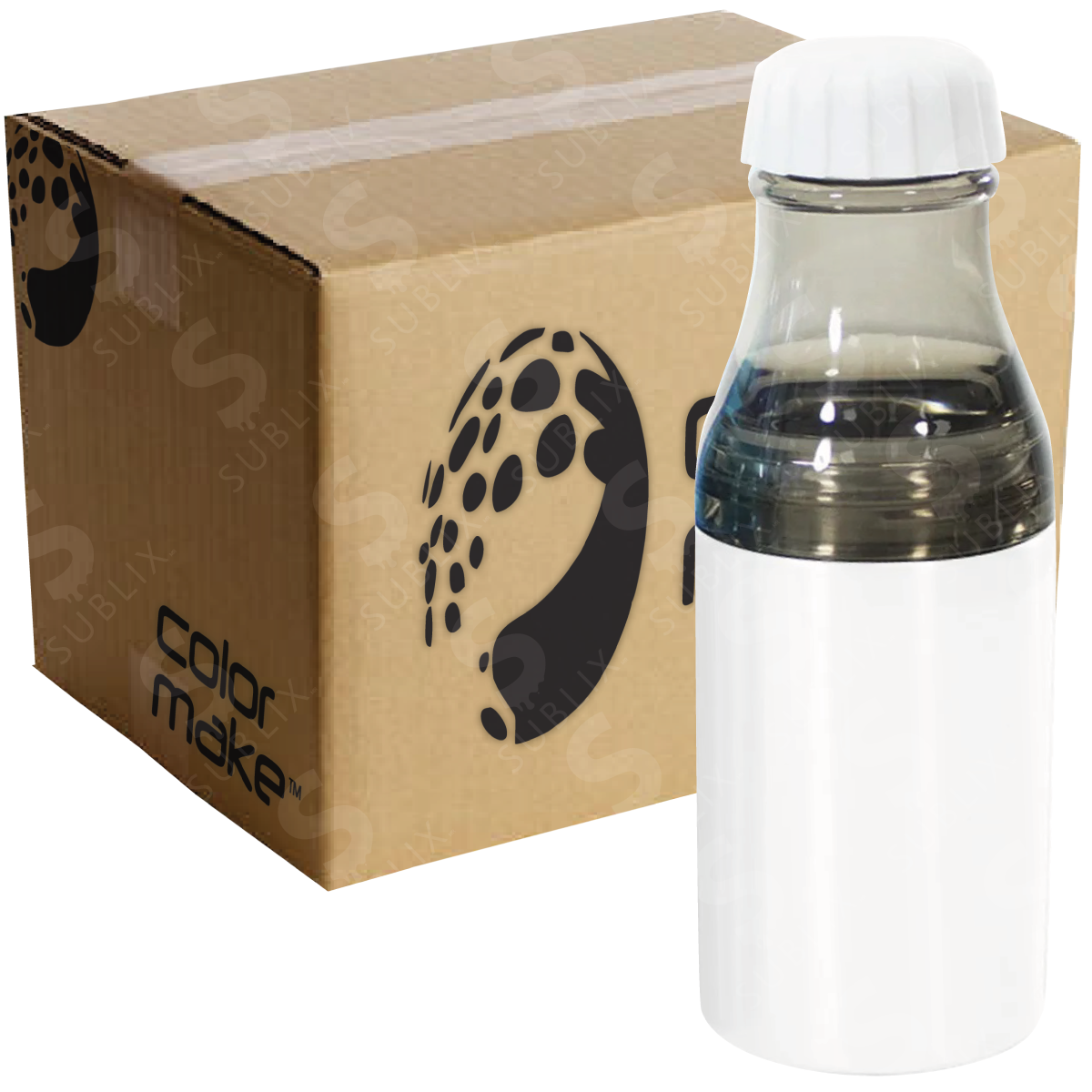 Botella de acero 500ml Blanca Cuello de plástico (Caja de 50) Color Make