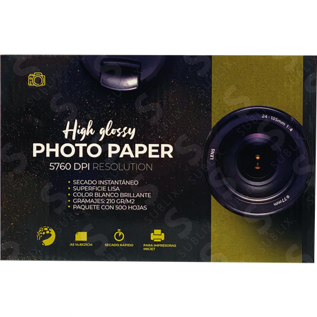 Papel fotográfico 210gr Tamaño A5 Paquete de 500 hojas Color Make