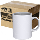 Taza de cerámica 11oz Blanca Reforzada  Linea Grado A (Caja de 36) Blue Heat