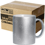 Taza de cerámica dorada y plateada. Reforzada (Caja de 36 pzas) Blue Heat