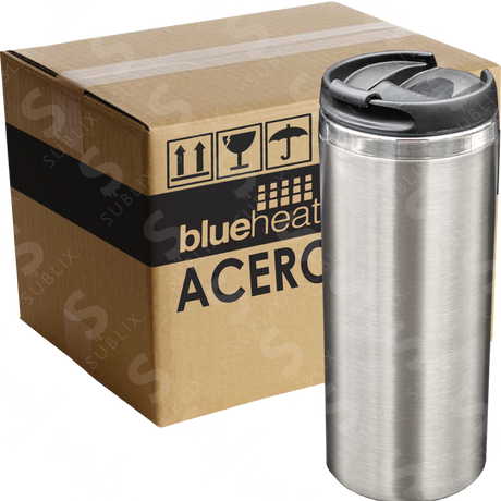 Vaso de Acero 450ml Tipo Starbooks  Color Plata (Caja de 12) Blue Heat