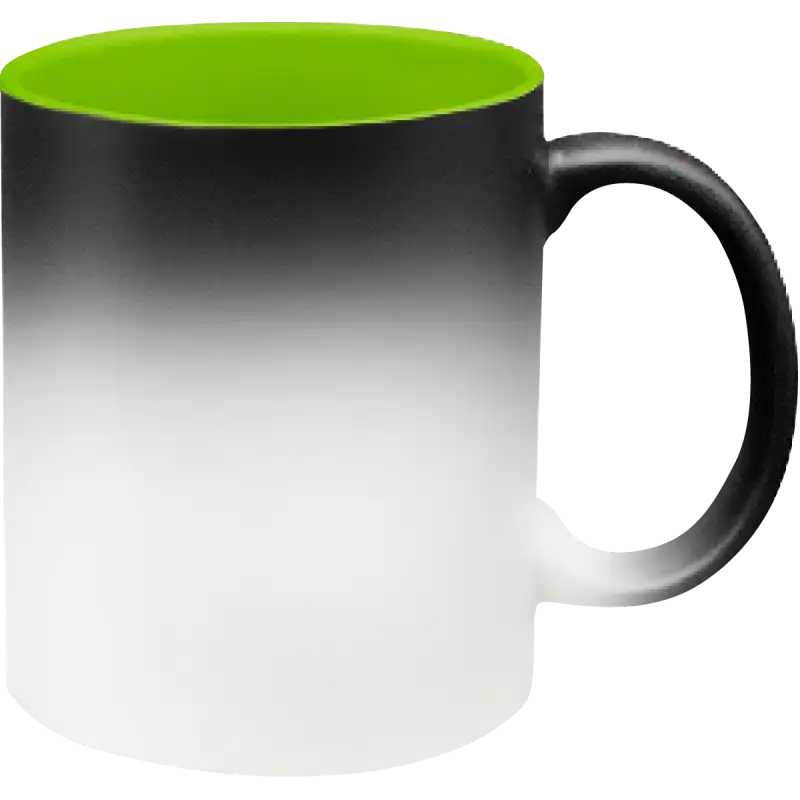 Taza de cerámica 11oz Mágica Color Negro Interior De Colores  (Caja de 6)