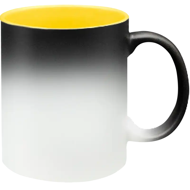 Taza de cerámica 11oz Mágica Color Negro Interior De Colores  (Caja de 6)