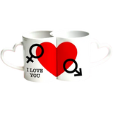 Taza de cerámica 11oz Blanca Pareja con asa de Corazón (Caja de 12) Color Make