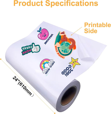 Rollo de Vinil Imprimible Inkjet 2" Núcleo – 15 m (Compatible Epson T3170 con Tinta Pigmentada)