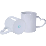 Taza de cerámica 11oz Blanca Pareja con asa de Corazón (Caja de 12) Color Make