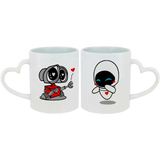 Taza de cerámica 11oz Blanca Pareja con asa de Corazón (Caja de 12) Color Make