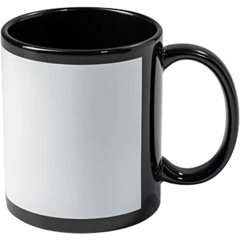 Taza de cerámica 11oz Negra  Ventana blanca (Caja de 36) Color Make