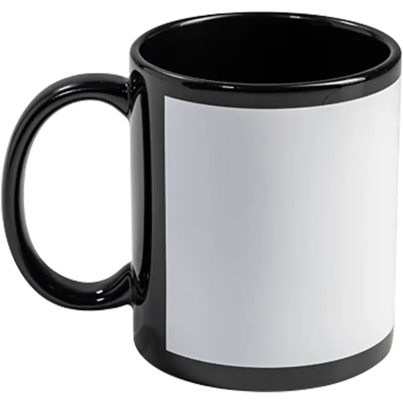 Taza de cerámica 11oz Negra  Ventana blanca (Caja de 36) Color Make
