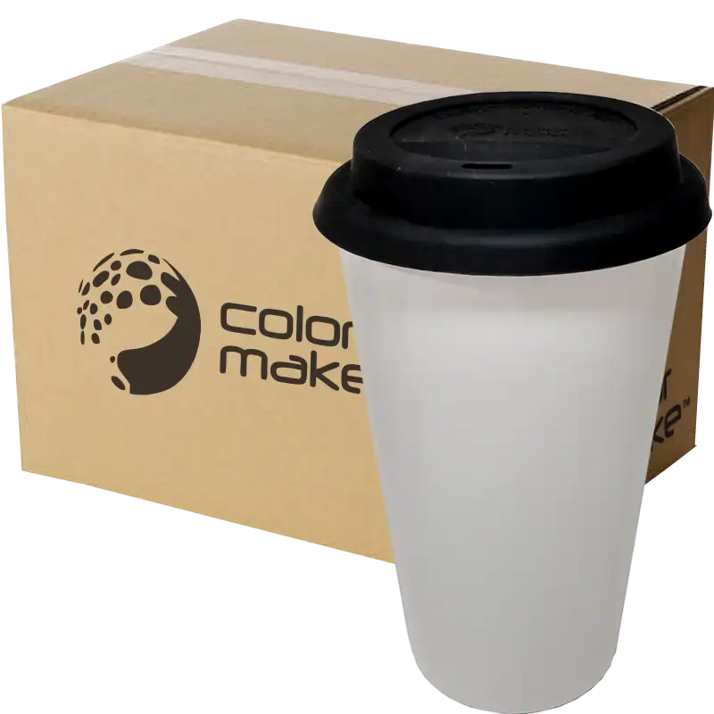 Vaso Tumbler de cerámica 15oz Cónico tapa de silicón (Caja de 36) Color Make