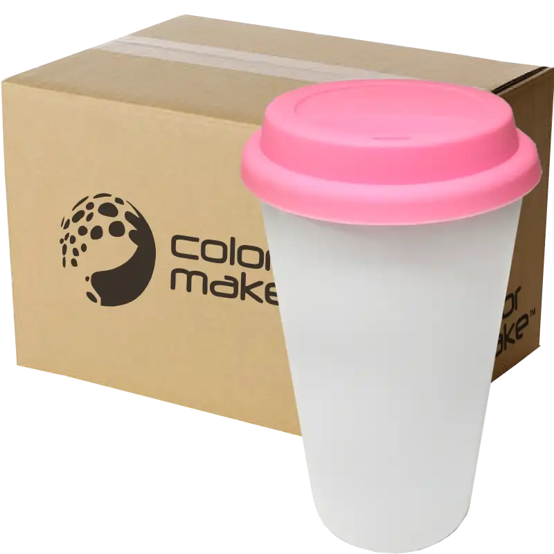 Vaso Tumbler de cerámica 15oz Cónico tapa de silicón (Caja de 36) Color Make