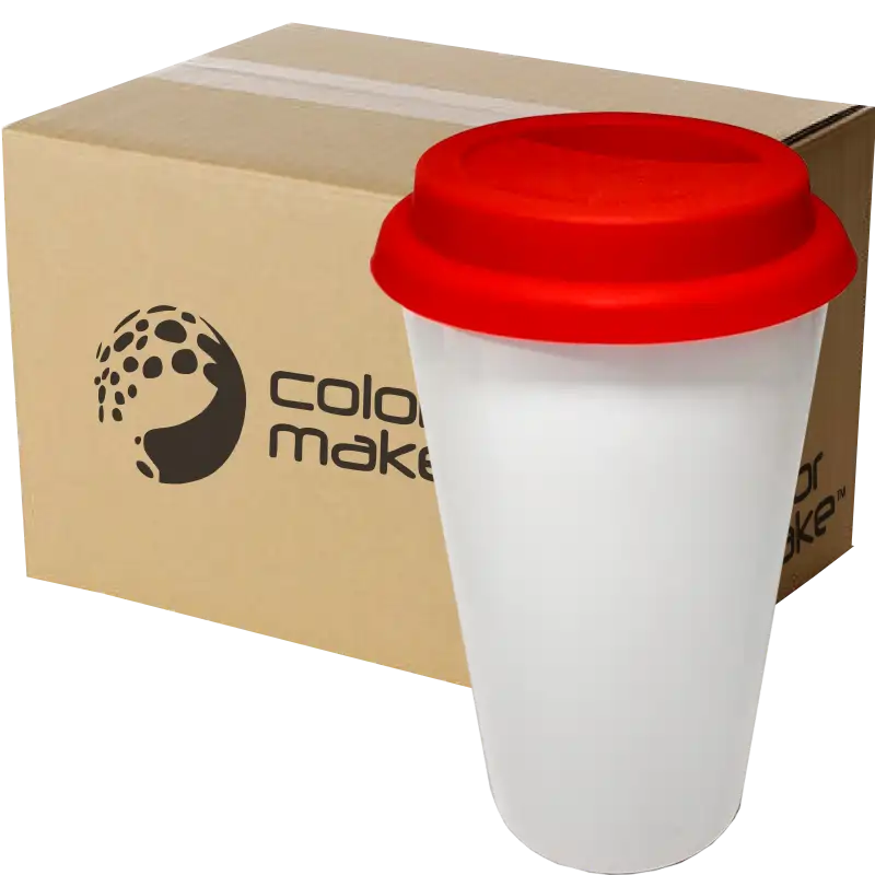Vaso Tumbler de cerámica 15oz Cónico tapa de silicón (Caja de 36) Color Make