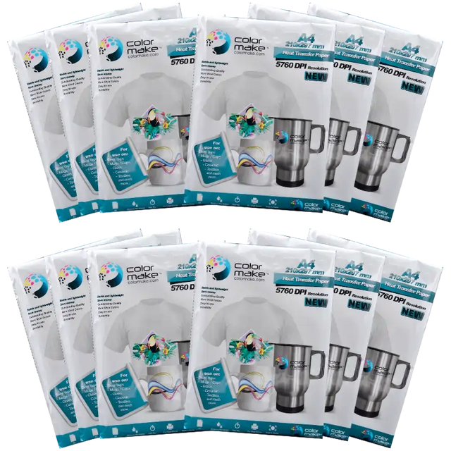 Papel de sublimación A4. Light ColorMake | Caja de 26 paquetes | SKU CFSPQNA0260A4NLT | Color Make