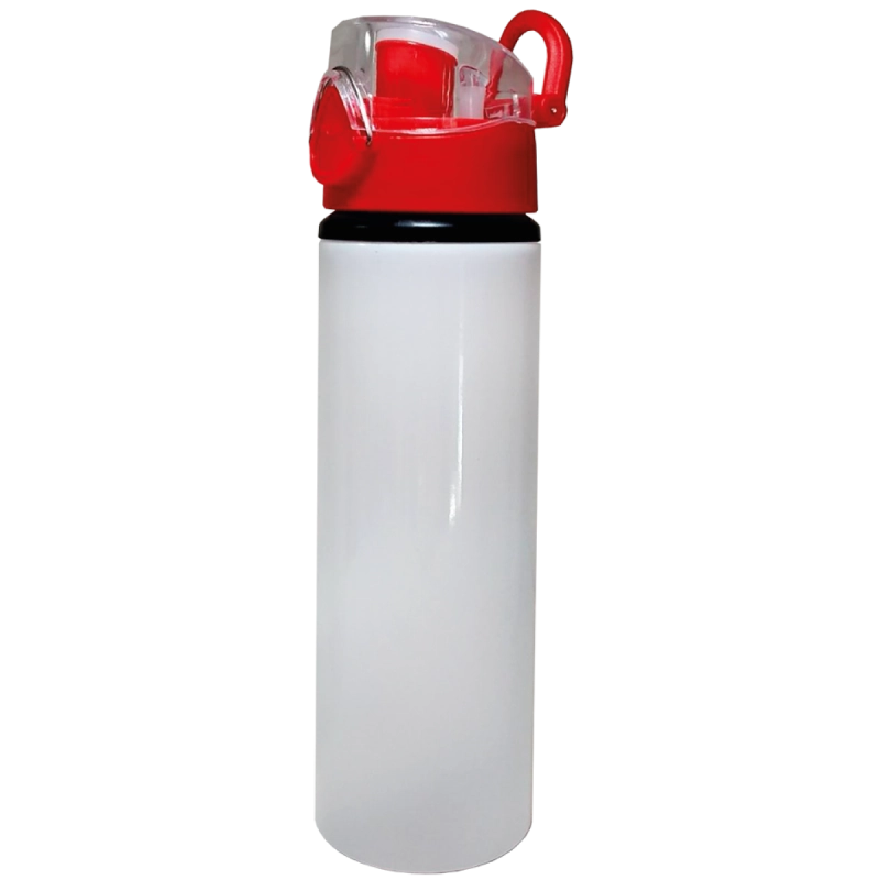 Botella de aluminio 750ml. Blanca. Botón presionable roja ColorMake