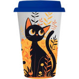 Vaso Tumbler de cerámica 15oz. Cónico con tapa de silicón