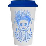 Vaso Tumbler de cerámica 15oz. Cónico con tapa de silicón