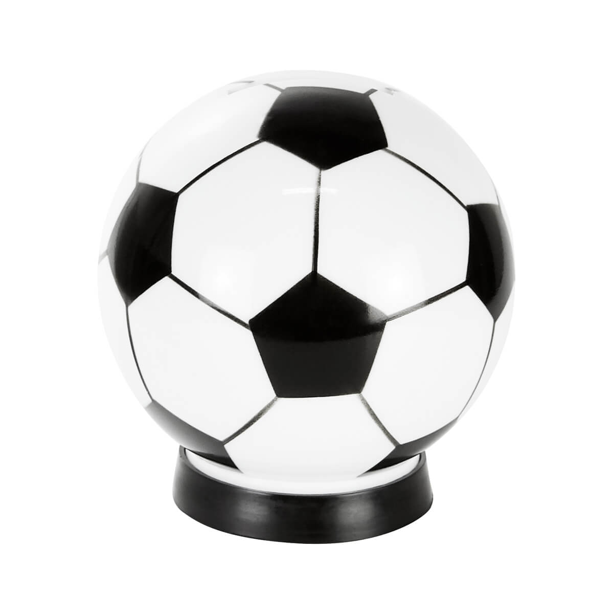 ALCANCÍA EN FORMA DE BALÓN - BLANCO CON NEGRO