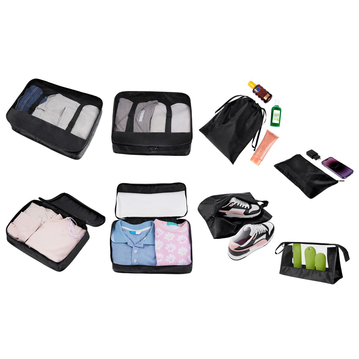 SET ORGANIZADOR DE VIAJE DEVIKA - NEGRO