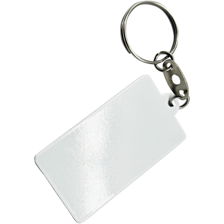 Llavero de Acero Blanco Rectangular con Herraje