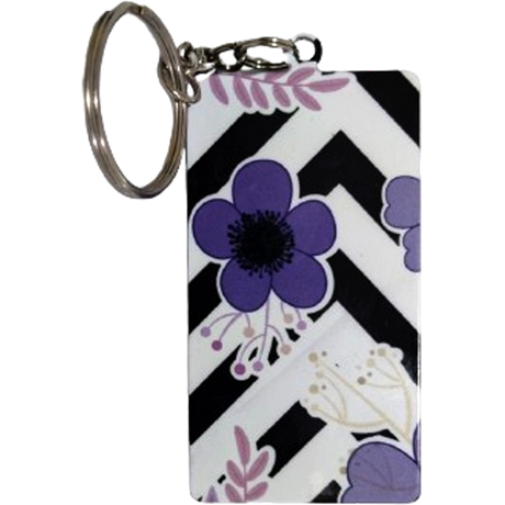 Llavero de Acero Blanco Rectangular con Herraje
