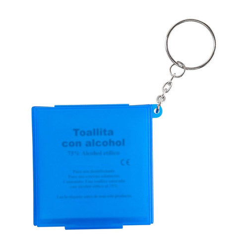 LLAVERO CON PADS DE ALCOHOL - AZUL