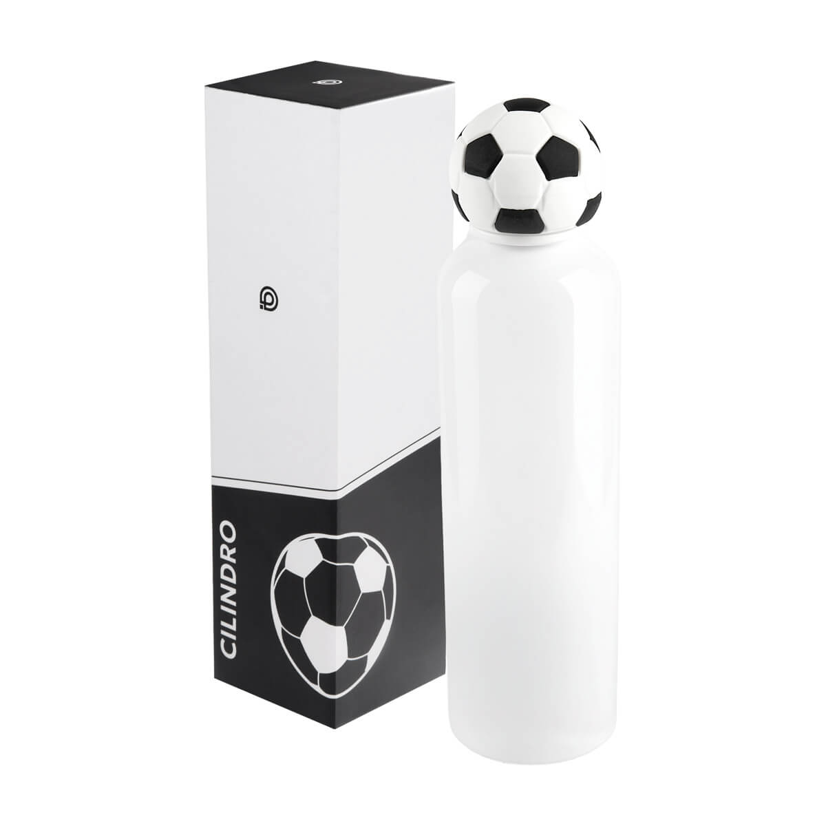 CILINDRO METÁLICO SOCCER - BLANCO CON NEGRO