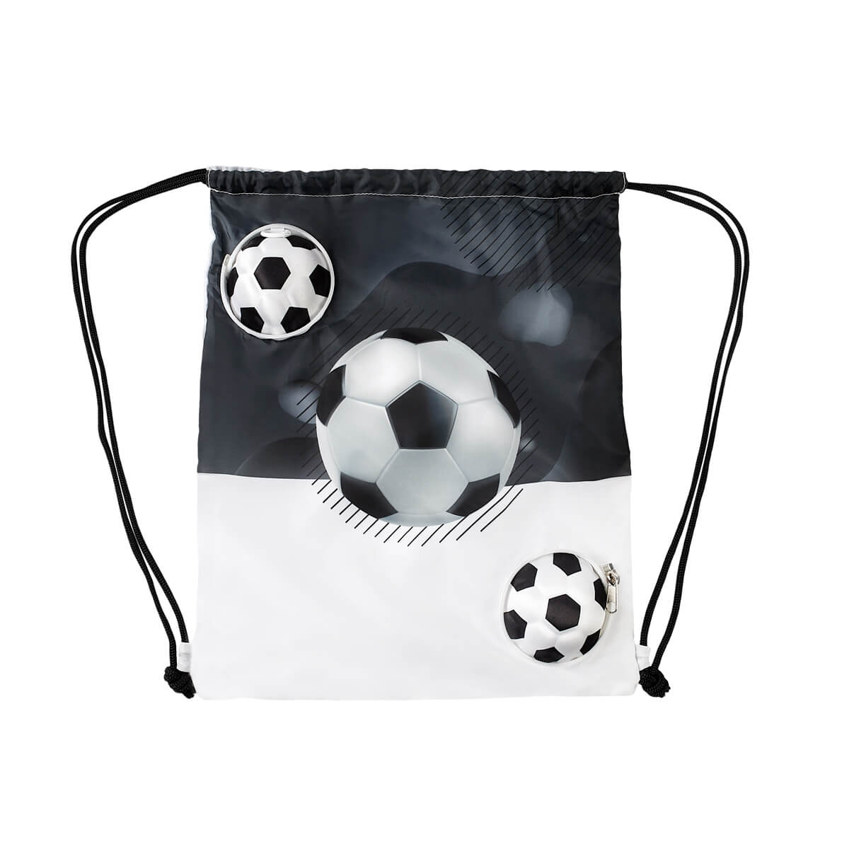 BOLSA-MOCHILA MÁGICA SOCCER - BLANCO CON NEGRO