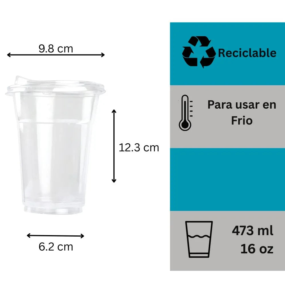 Vaso Desechable Cristalino PET 16 oz Personalizado a 1 tinta