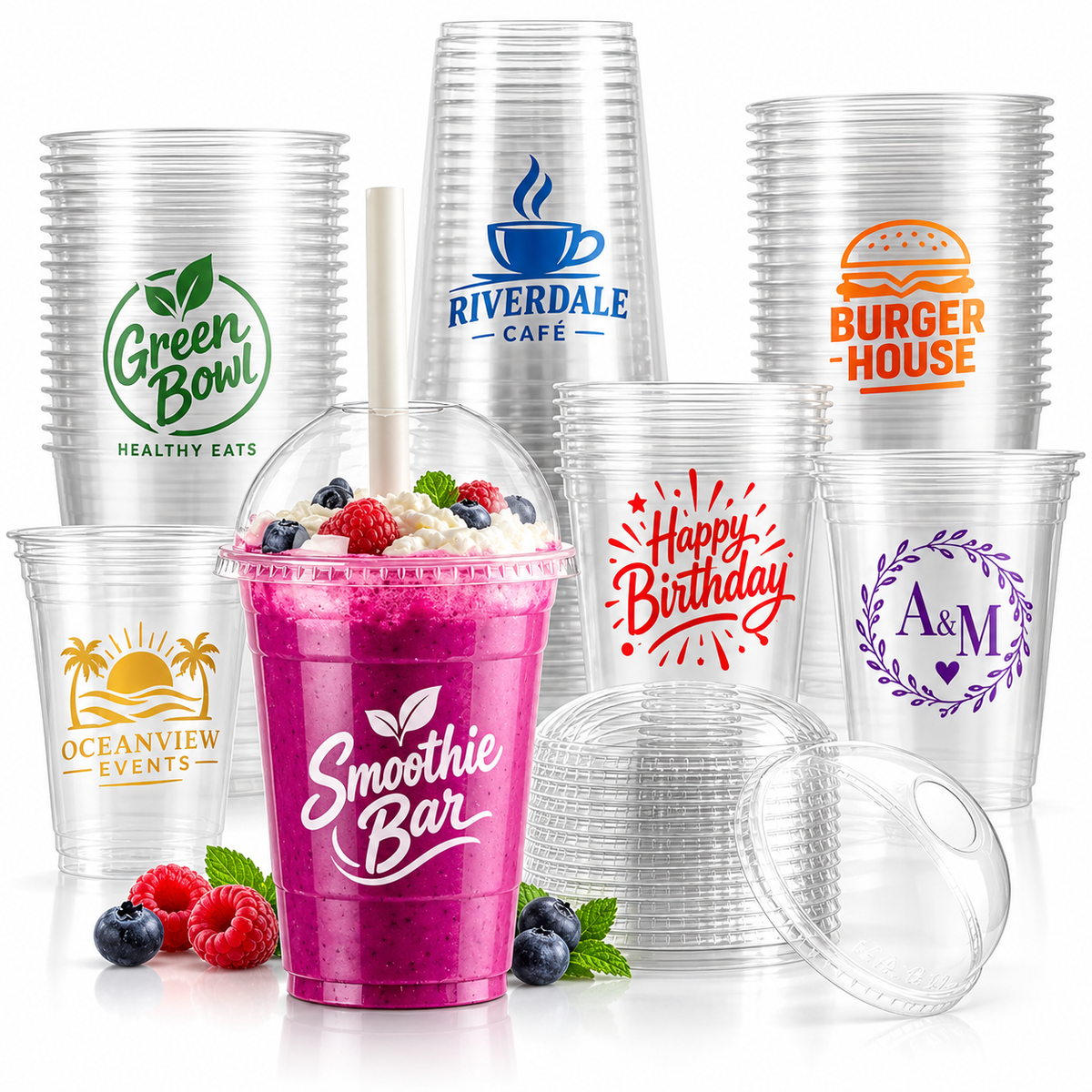 Vaso Desechable Cristalino PET 16 oz Personalizado a 1 tinta