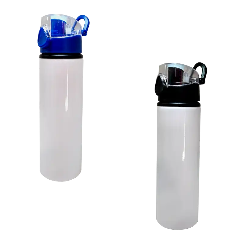 Botella de aluminio 750ml Blanca Botón presionable (Caja de 24 pzas) Color Make