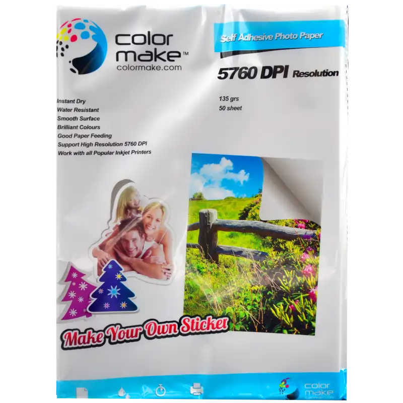 Papel fotográfico Adhesivo 135gr Tamaño Carta. Color Make