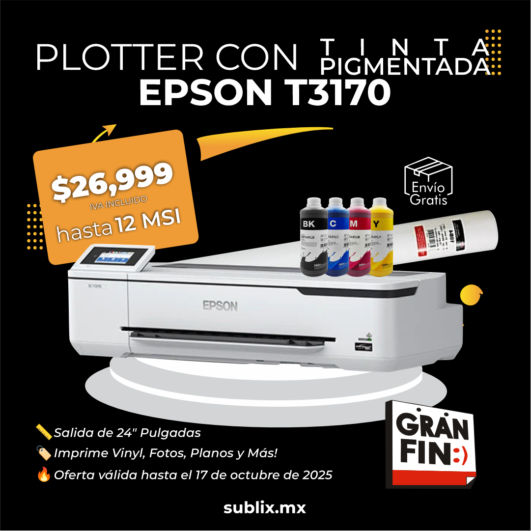 Impresora T3170 60 cm + Kit Para Tinta Pigmentada Planos/Vinyl/Fotografía