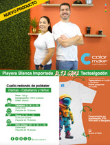 Playera Blanca Alta gama Tactoalgodón Color Make